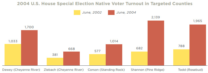 Voter turnout in targeted counties